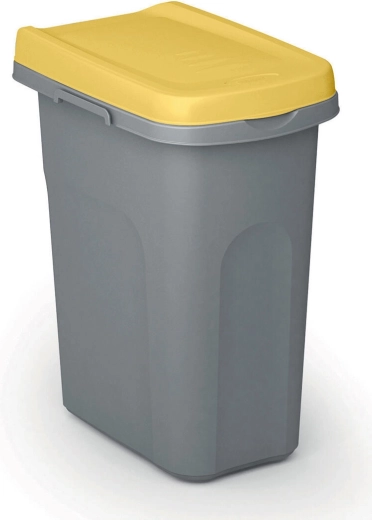 Šķiroto atkritumu tvertne HOME ECO SYSTEM 25 l, pelēka ar dzeltenu vāku