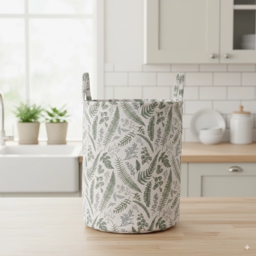 Textile laundry and toy basket with leaf motif 34 × 46 cm Chomik