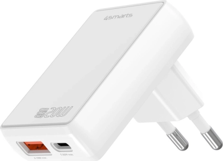 FlatPlug Duos 20W Wall Charger USB‑C + USB‑A White