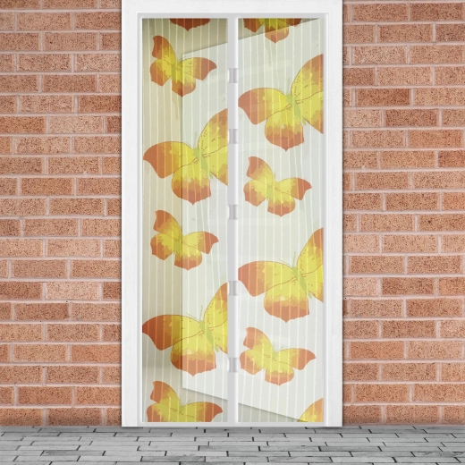 Magnetic insect screen for doors with butterfly pattern