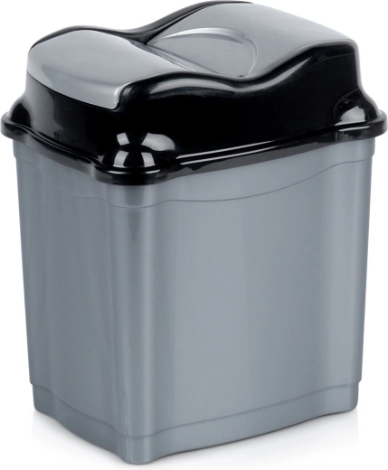 Plastmasas atkritumu tvertne 5 l ar nolokāmu vāku, pelēka