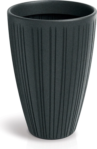 Tall Ribbed Planter Fero Round High 48 cm, Lead