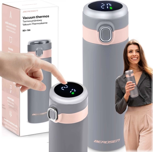 Vakuuma termoss 450 ml ar temperatūras sensoru, pelēks