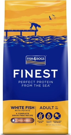 Fish4Dogs Finest kibble for adult dogs, small size – white fish with potatoes 1.5 kg