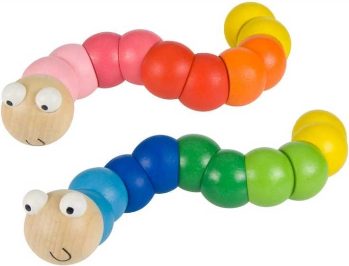 Bigjigs Toys krāsains koka lokans tārpiņš (zils)