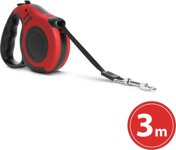 Automātiskā suņu pavada, 3 m, sarkana