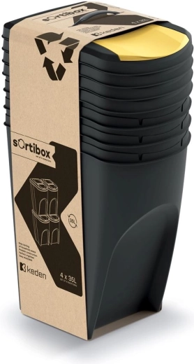 4 atkritumu šķirošanas tvertņu komplekts Sortibox 4×35 l – pārstrādāta melna