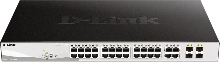 Komutators DGS-1210-28MP ar 24 GE PoE+ un 4 SFP portiem