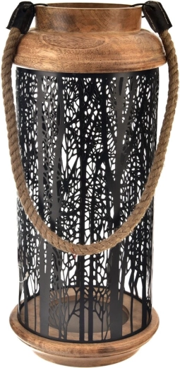 Svece turētājs no mango koka un metāla, melns, 40 cm