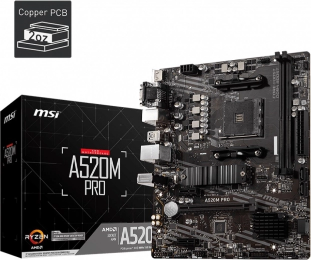 Mātesplate MSI A520M PRO mATX AMD platformai
