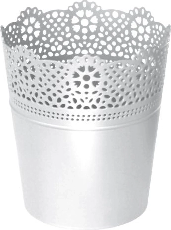 Puķu pods ar mežģīņu rakstu LACE 13,5 cm, balts