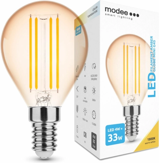 Modee LED kvēldiega spuldze Amber Globe Mini G45 4 W E14, 360 lm, silti balta, aptumšojama
