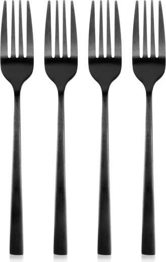 Set of stainless steel dessert forks, black, 4 pcs