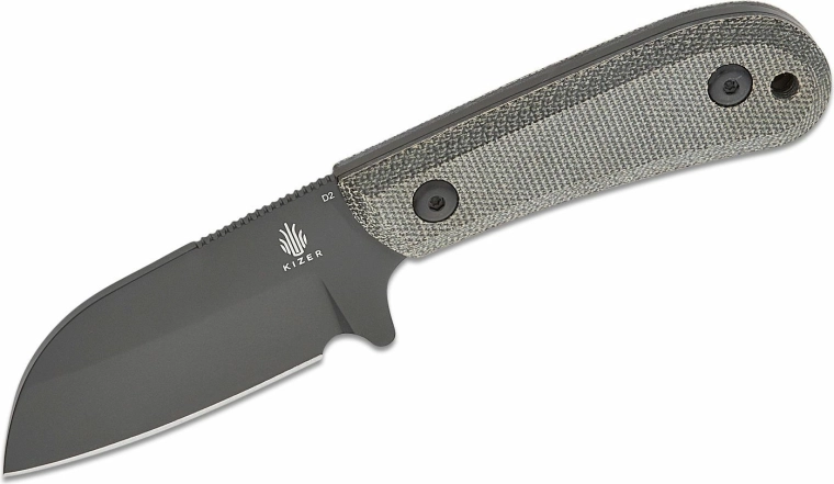 Kizer Deckhand Black fiksēts nazis 7,5 cm ar melnu Black Stonewash apdari un Micarta rokturi, Kydex maksts