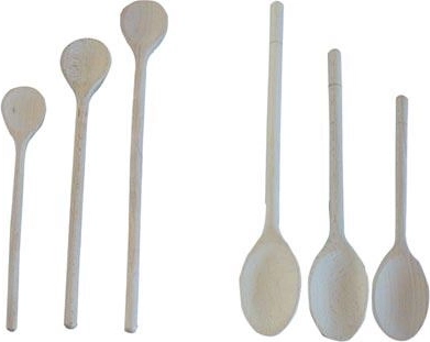Set of Round Wooden Spoons 3 pcs 25–35 cm