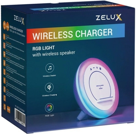 Zelux bezvadu lādētājs, skaļrunis un RGB apgaismojums 3 vienā