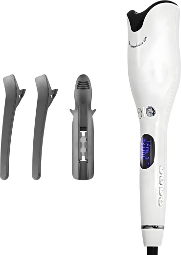 Automatic rotating curling iron with ionization, white