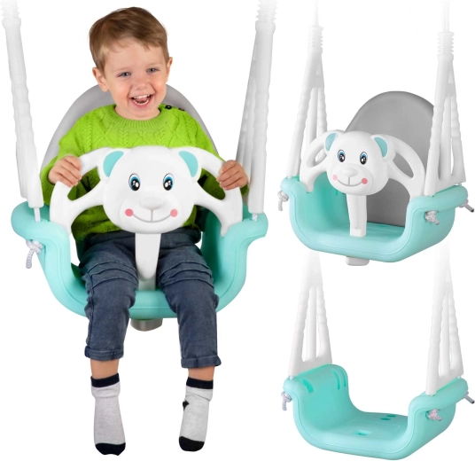 Ricokids spaiņa tipa šūpoles Lācēns 3v1 tirkīza
