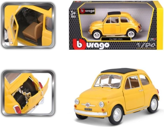 Bburago automašīnas modelis Fiat 500 F 1965 dzeltens 1:24