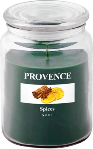 Aromātiskā svece stikla traukā PROVENCE ar garšvielu aromātu – 95 stundas