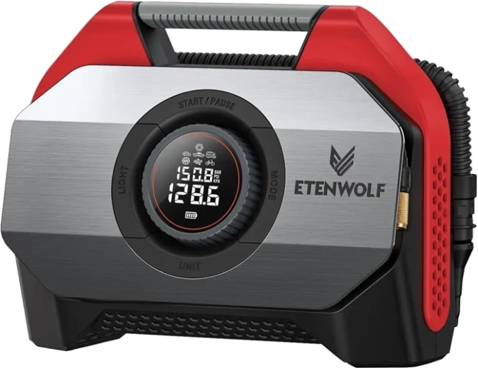 Autokompresors Etenwolf S6 ar ārējo akumulatoru 19 200 mAh, 11,03 bar, sarkans
