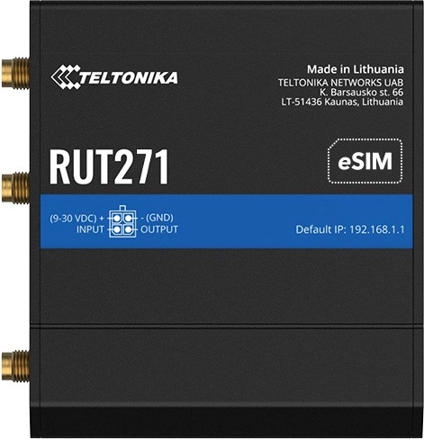 Teltonika RUT271 industriālais LTE maršrutētājs ar eSIM - 1 gab.