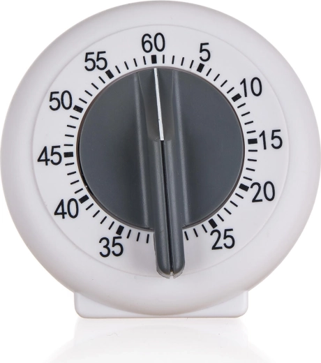 CULINARIA Mechanical Kitchen Timer 60 min, white–grey, 9.5 cm diameter