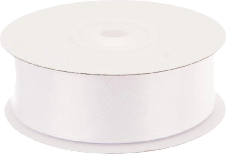 White satin ribbon 25 mm × 25 m