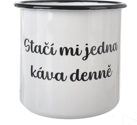Emaljēta krūze “Viena kafija” 1 l, balta