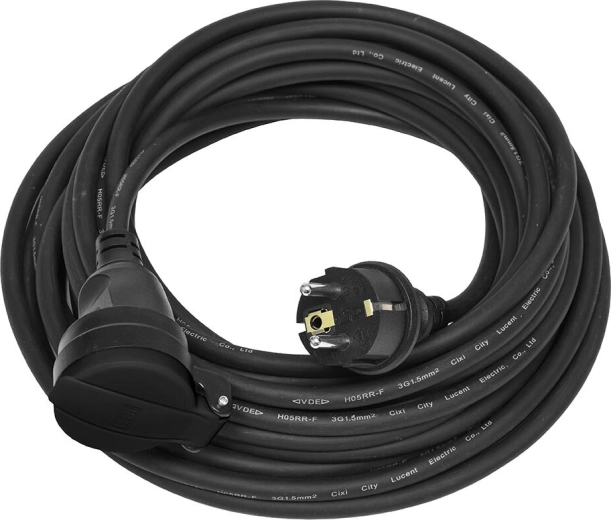 Pagarinātājs 10 m IP44, gumijas kabelis H07RN-F 3×1,5 mm²