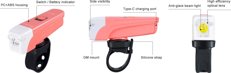 OLIGHT Wyvern Front Bike Light Pink, 300 lm, USB‑C