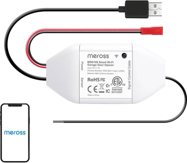 Viedais garāžas vārtu slēdzis Meross MSG100HK ar Apple HomeKit atbalstu