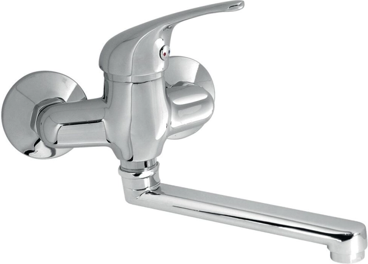 Sienas izlietnes jaucējkrāns TITANIA IRIS 100 mm ar grozāmu izteku 200 mm