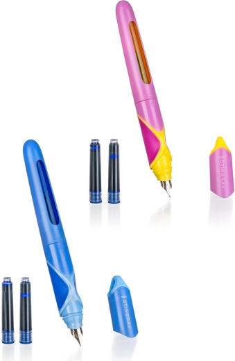 Ergonomiska pildspalva ar tintes patronām, 0,7 mm + 2 rezerves patronas