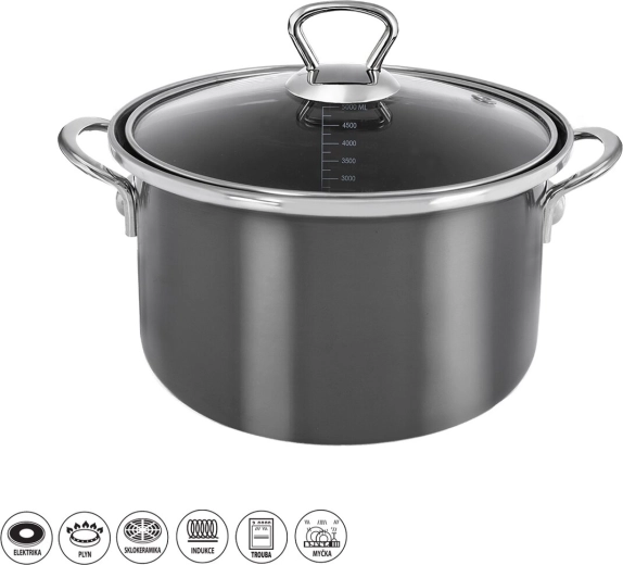 METALIC Lem Pot 5 L with Glass Lid