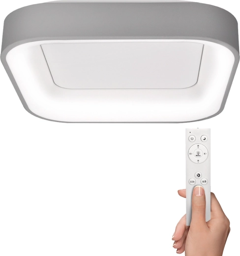 Solight Treviso square LED ceiling light 48 W, grey, with remote control