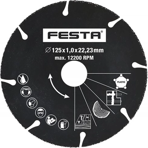 Universal Cutting Disc 125 × 1.0 × 22.2 mm, Carbide FESTA