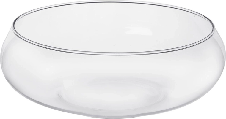 Caurspīdīga stikla vāze – zema, plata, 25 cm
