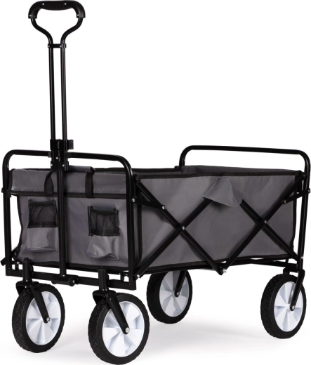Salokāms liels dārza un pludmales transportēšanas ratiņš pelēks - 1 gab.