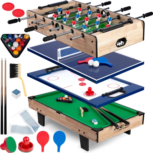 Daudzfunkcionāls spēļu galds 4v1 NEO-SPORT galda futbolam, airhokejam, pingpongam un biljardam