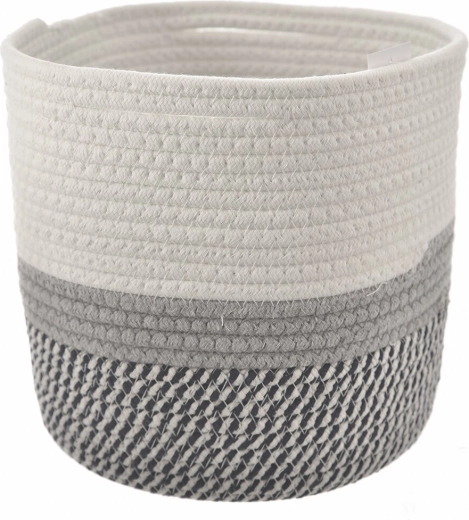 Large Cotton Storage Basket White/Blue 24 × 24 × 20 cm