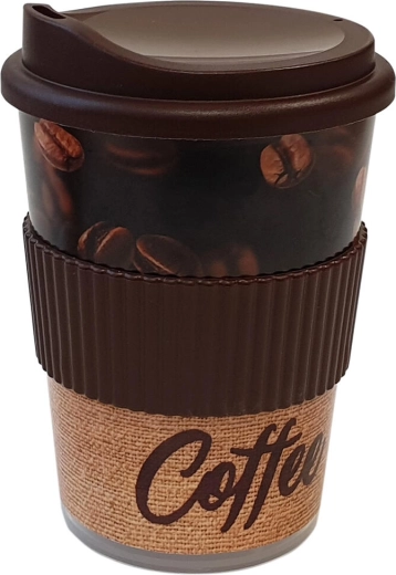 Atkārtoti lietojama kafijas krūze 0,25 l ar vāciņu un snīpīti, ar silikona aproci, PH Ekoline Coffee