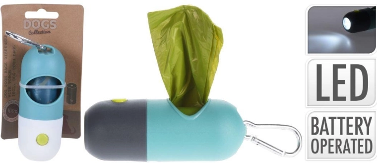 Suņu maisiņu turētājs ar LED gaismu un karabīni