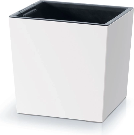 Puķu pods Urbi Square Low ar ieliktni 24 cm – balts