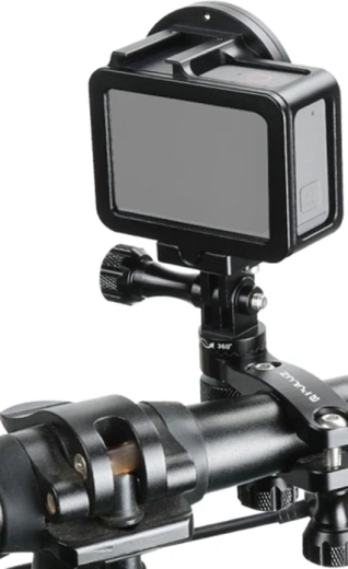 Puluz aluminum handlebar mount for an action camera with 360° rotation (black) - 1 piece