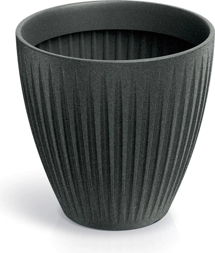 Latia Round Midl Planter 40 cm – black granite