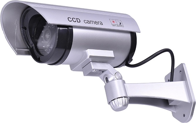 Solight drošības kameras makets ar LED diodi, IP44, sudraba krāsā – 1 gab.