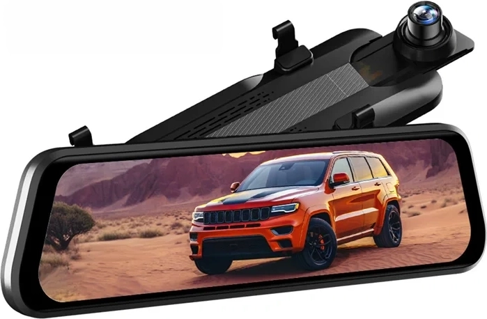 WOLFBOX G930 videoreģistrators atpakaļskata spogulī ar 4K izšķirtspēju, 1080p aizmugures kameru un 64 GB karti