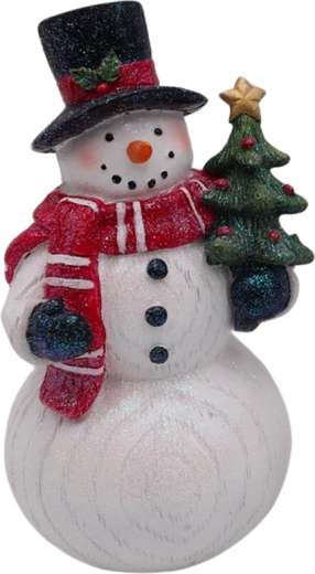 Wooden snowman decoration with tree