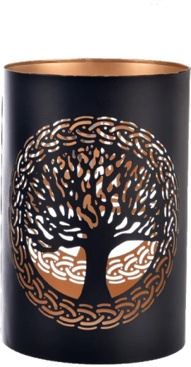 Metāla svečturis TREE melni zelta 18 cm